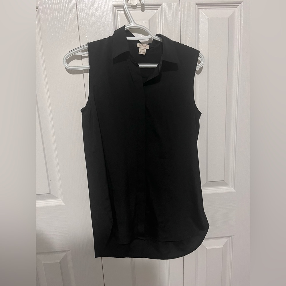 J.Crew Sleeveless Button Work Blouse Black 00